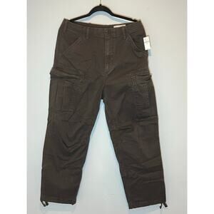 NWT Mens GAP Baggy Cargo Pants Brown Cotton Size 31x30